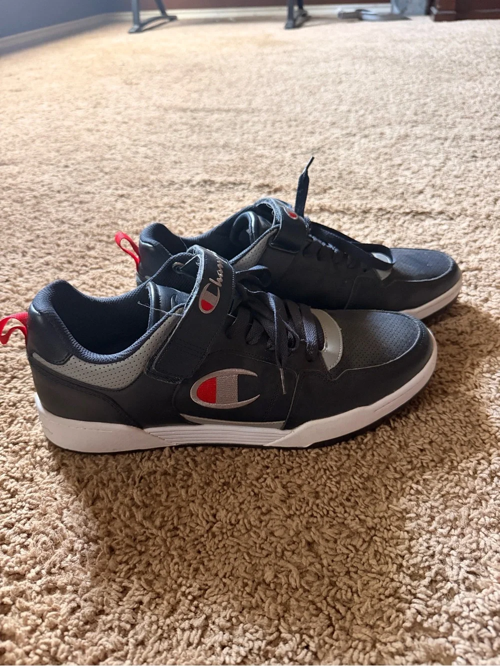 Champion Black and Gray Sneakers with Red Accents